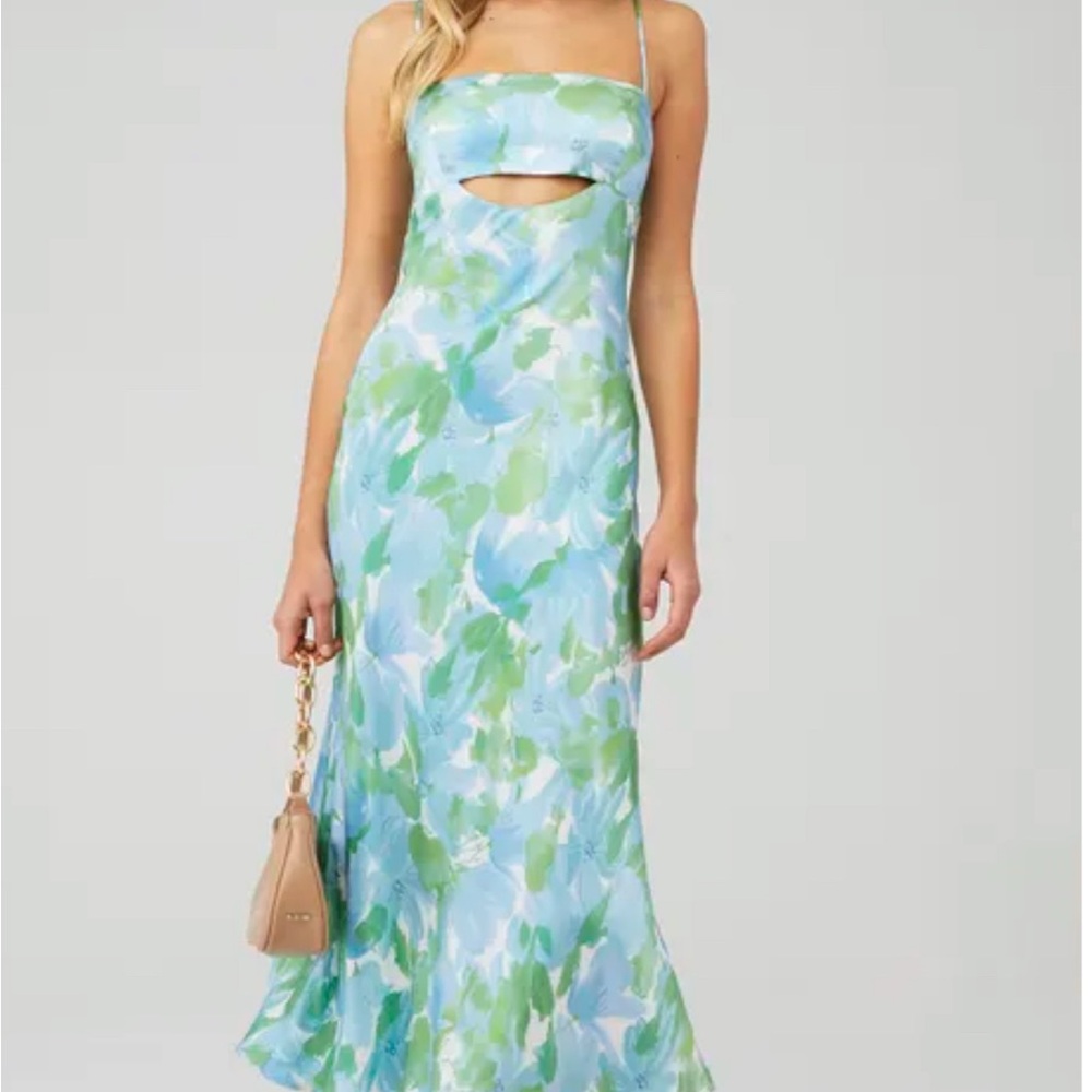 ASTR the Label Bellerose Cutout Satin Midi Dress - Worn Once
